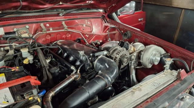 Red GQ Patrol V8 Turbo Build — V8 Shop build