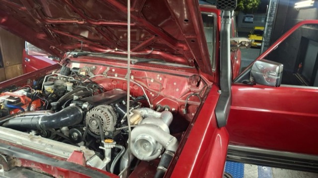 Red GQ Patrol V8 Turbo Build — V8 Shop build